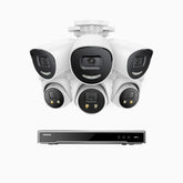 H800X - 4K 16 Channel PoE Security System with 3 Bullet & 3 Turret Cameras, 1/1.8'' BSI Sensor, f/1.6 Aperture (0.003 Lux), Siren & Strobe Alarm,Two-Way Audio, Human & Vehicle Detection, Perimeter Protection, Works with Alexa, All-Metal Housing